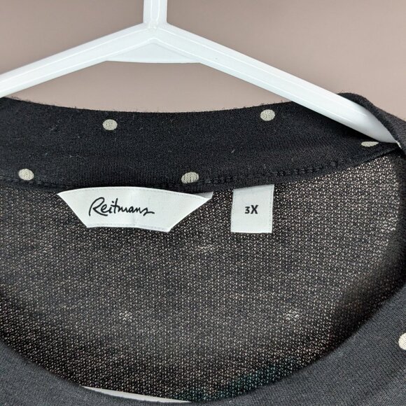 *3/$10* Reitmans Polka Dot Spotted 3/4 Sleeve Blouse Black White Size 3X - Picture 4 of 4